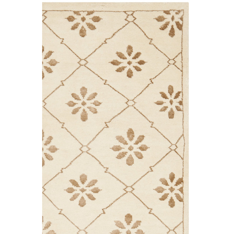 Mosaic Geometric Hand-Knotted Brown Area Rug, Rectangle 8' x 10'