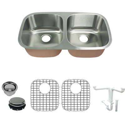 Classic 32'' L Double Bowl Stainless Steel Kitchen Sink