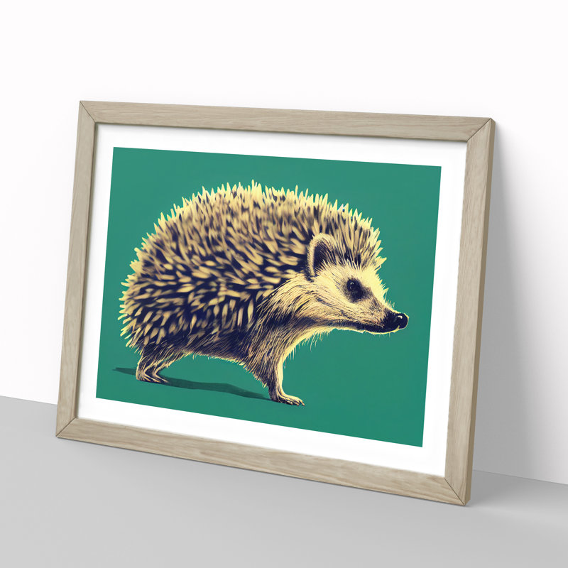 Marvellous Hedgehog 1 Piece Single Picture Frame Wall Art, 46cm H x 64cm W x 2cm D, Oak