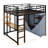Loft Metal Bed With Desk,Shelves,Power Outlet,LED Light And Wardrobe-695141626