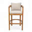 Tabouret d'extérieur en bois de teck avec coussin beige, ensemble de 2-973075204