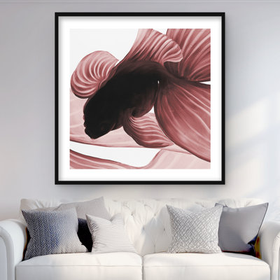 Two Red Betta - Asian Framed Matted Print for Home Decor