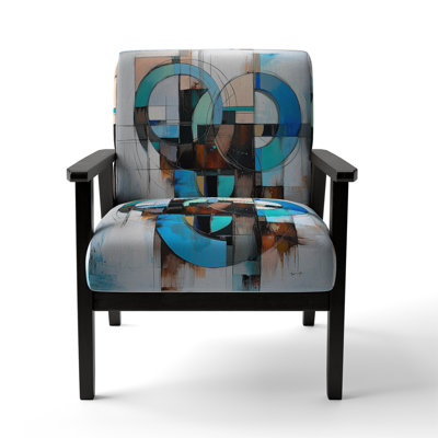 Mid-Century Accent Chair, Colorful Abstract Upholstered Armchair - Colorful Mid Century Abstract Fusion I