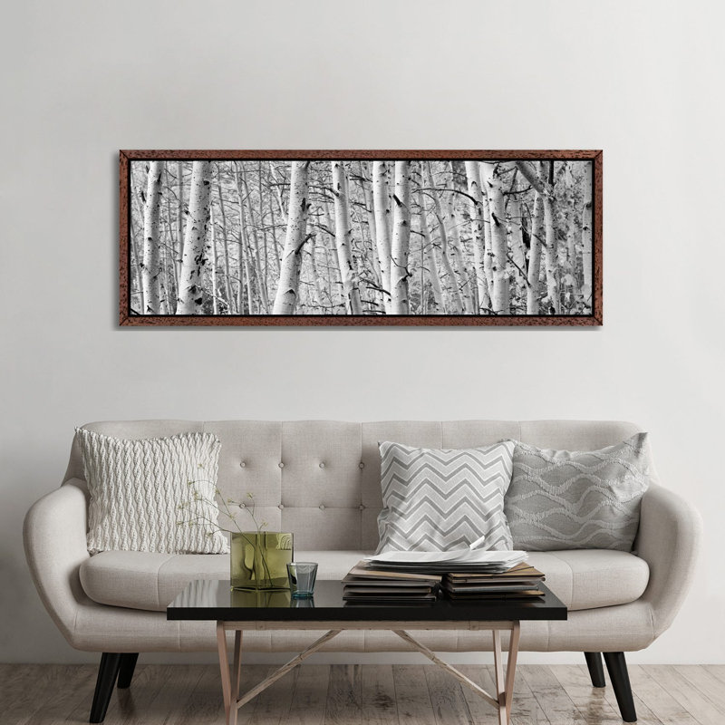 Aspen Trees In A Forest, Rock Creek Lake, California, USA by Panoramic Images - Floater Frame Panoramic Gallery-Wrapped Canvas Giclée on Canvas