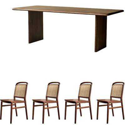 Walnut Slab Dining Table Set