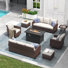 Outdoor Rattan Seating Group With Fire Pit Table