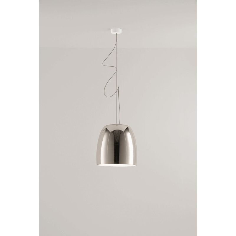 1 - Light Matt White Dome Pendant, Mirror/White, 200cm H x 30cm W x 30cm D