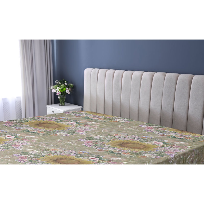 Drap-housse floral Ambesonne, Ardoise, brun, fauve, caramel / floral, Drap-housse grand