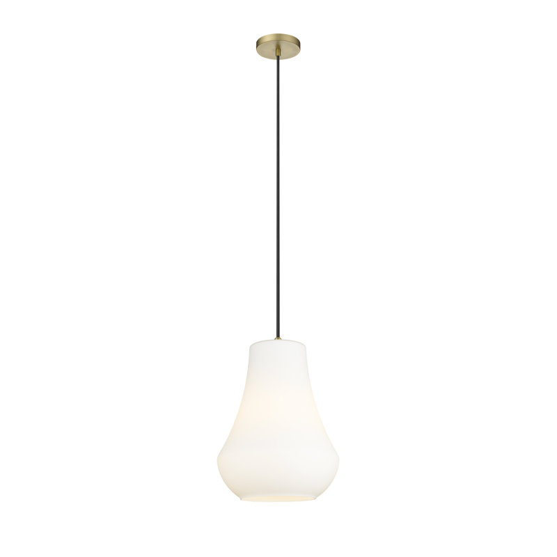 1 - Light Single Pendant, Brushed Brass, Matte White, 136" H x 11.75" W x 11.75" D