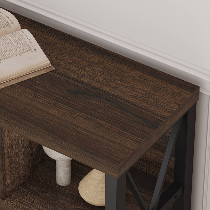 Bibliothèque en bois Guinna, Noyer brun, 6 cubes