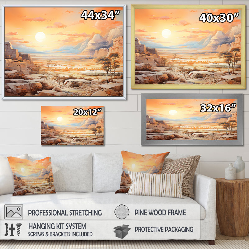 «Zenith Desert Sunset», reproduction sur toile, Cadre flottant noir, H 12 po x l 20 po