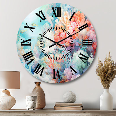 Horloge murale Underwater Coral Symphony Ii I - Face côtière noire