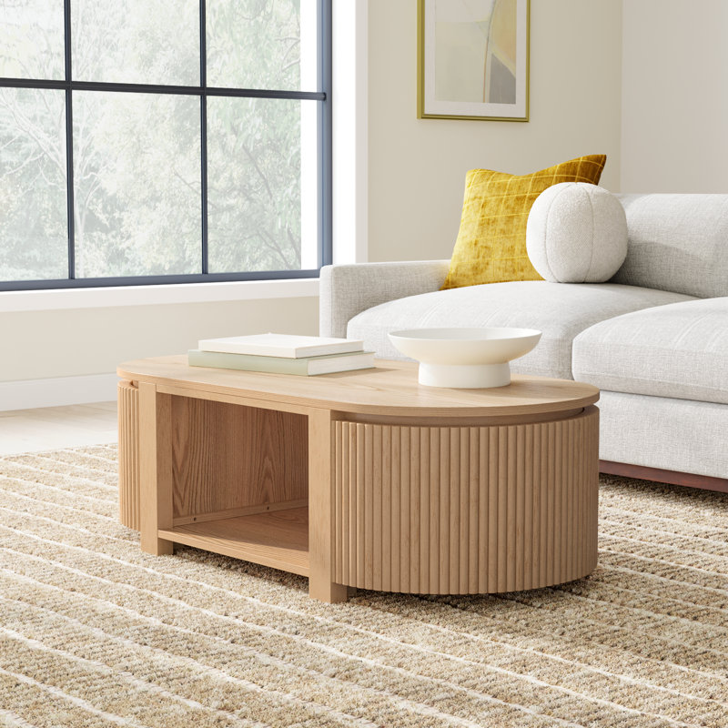 Christy Reeded Oval Coffee Table, Oak