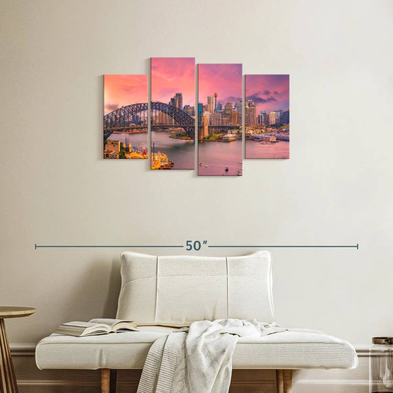 Nicci Pink Sydney Harbour Skyline, 22" H x 36" W