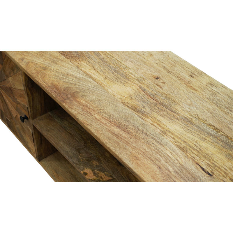 Crédence Buckwalter en bois massif de 59 po de largeur avec foyer inclus