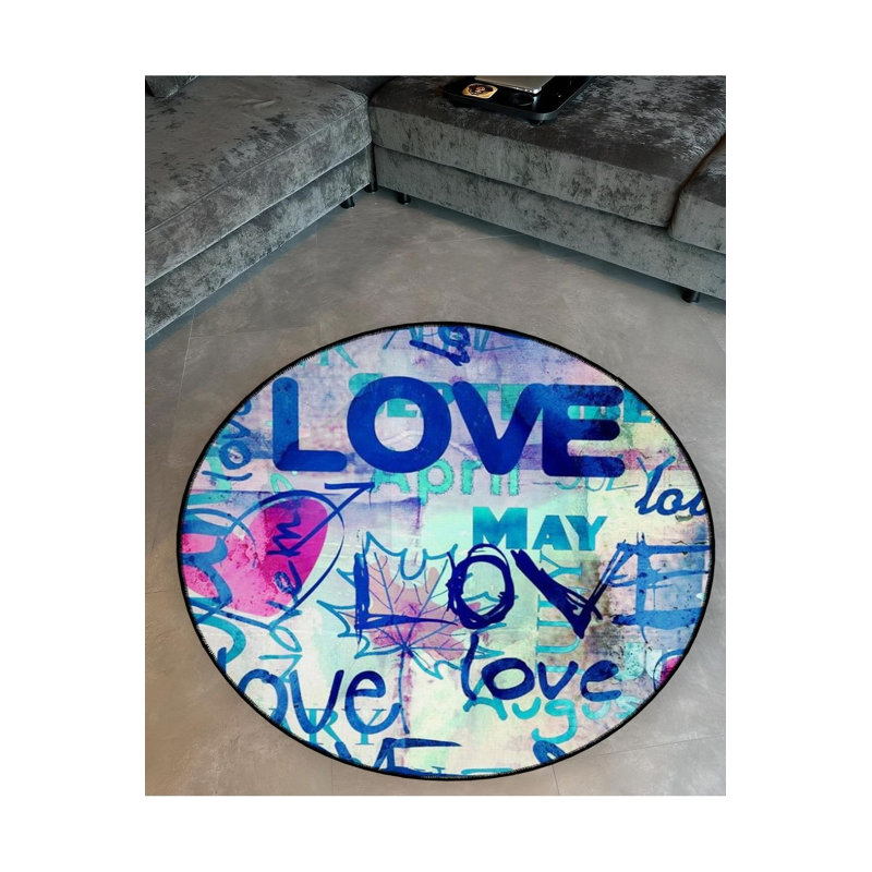 Tapis rond lavable à la machine rose, Sous-tapis rond 4 pi 11 po inclus