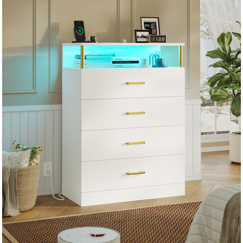 Wrought Studio™ Dresser For Bedroom,white Bedroom Dresser & Chest Of 4 ...