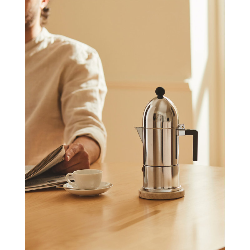La Cupola Espresso Coffee Maker, Large, Black, Mirror Polished