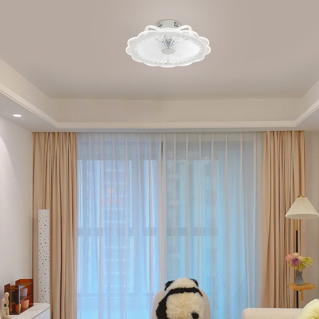 19.7-inch Minimalist Dimmable Ceiling Fan Light with Remote Control August Grove®