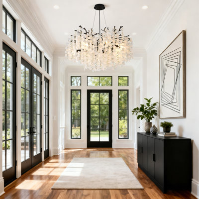 12-Light Modern Gold Tree Branch Chandelier,  31-Inch Modern Coastal Bedroom Chandeliers, Round Crystal Pendant Light Fixtures For Foyer Entryway Dining Room Kitchen