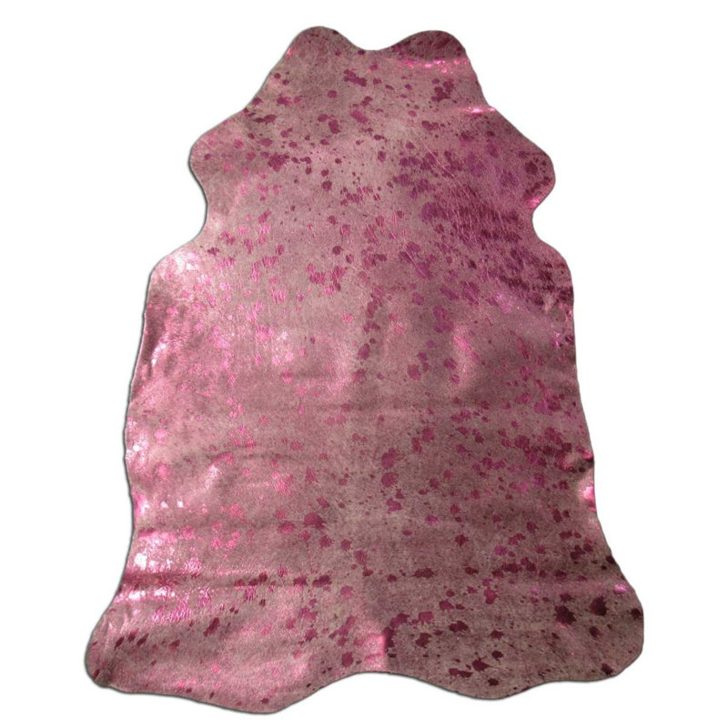 Handmade Mini Cowhide Pink Rug (46x40 inches)