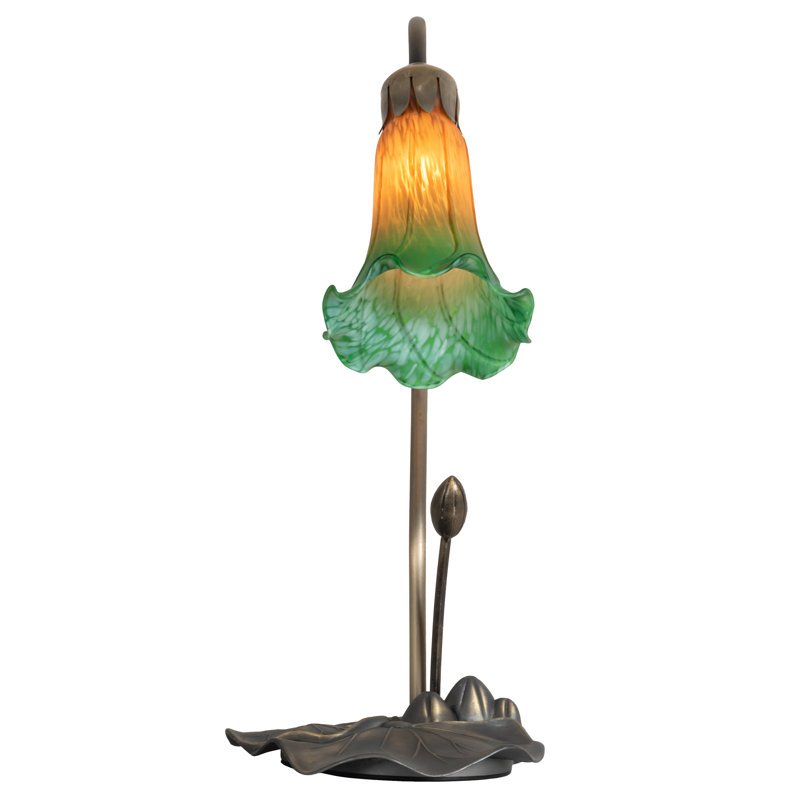 Creola Arched Table Lamp, Amber/Green, 24" H x 16" W x 16" D