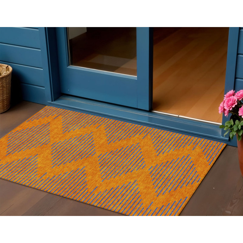 Tapis intérieur lavable à motif géométrique orange 3 pi x 5 pi