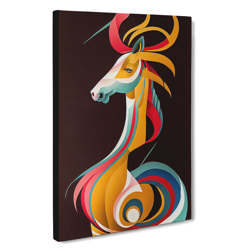 Art Nouveau Horse No.6 - Wrapped Canvas, 50cm H x 35cm W x 3cm D