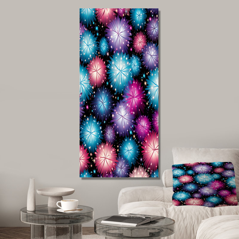 Feux d'artifice lumineux et symphonique, Toile tendue, H 60 po x l 40 po