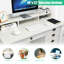 Bureau d'ordinateur rétro avec 4 tiroirs et tablettes-95849771