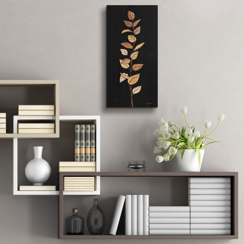  «Farm Branch 2 On Black» par Silvia Vassileva, art mural en verre acrylique, 12 po x 24 po, H 24 po x l 12 po