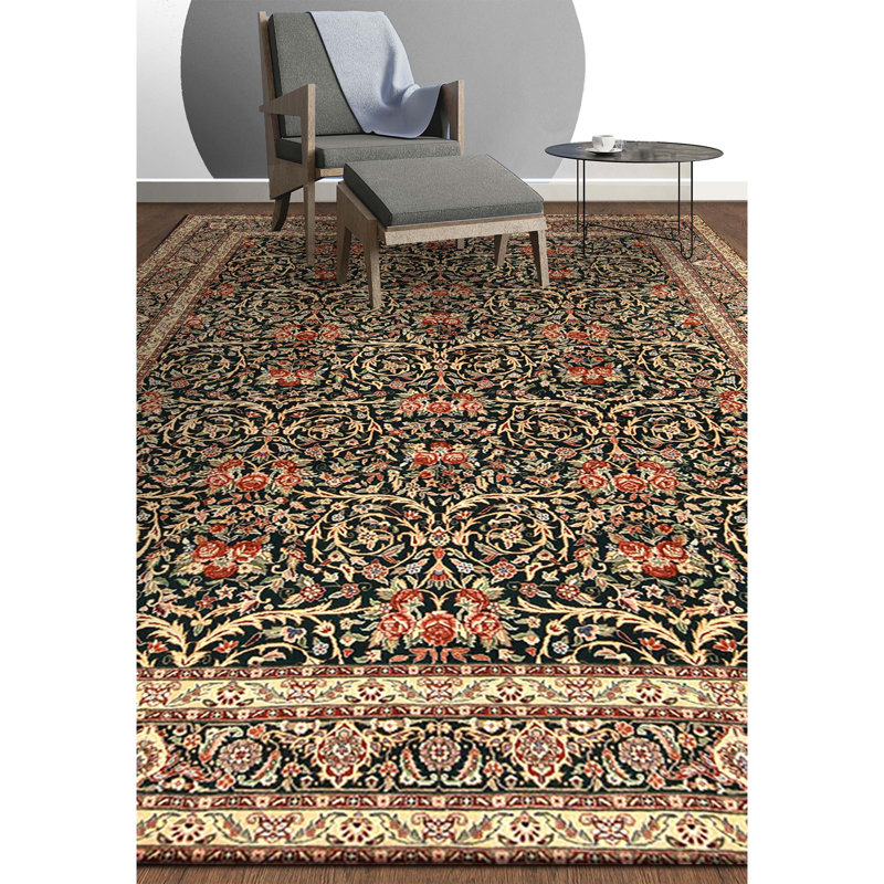 Tapis vert noué à la main de haute qualité
