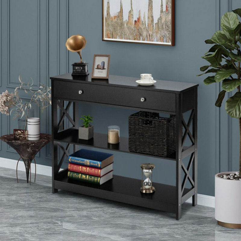 Ecklund Console Table, Black, 31.5" H x 39.5" W x 12" D