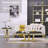 Liticia Coffee Table with Four Gold Geometric Mirror Bases and 48" Black Top