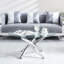 Table basse moderne avec cadre stable en acier inoxydable et pieds en verre de 35,4 pouces de diamètre