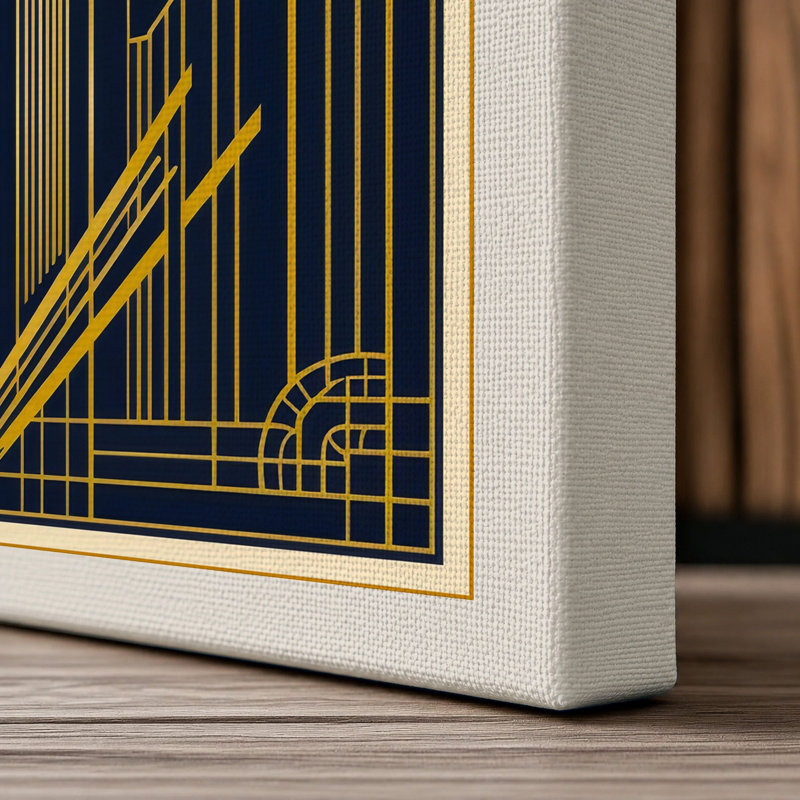 Deco Sunburst Art Deco - Wrapped Canvas, 36x24 - 91.4 x 61.0 cm, Cream Border