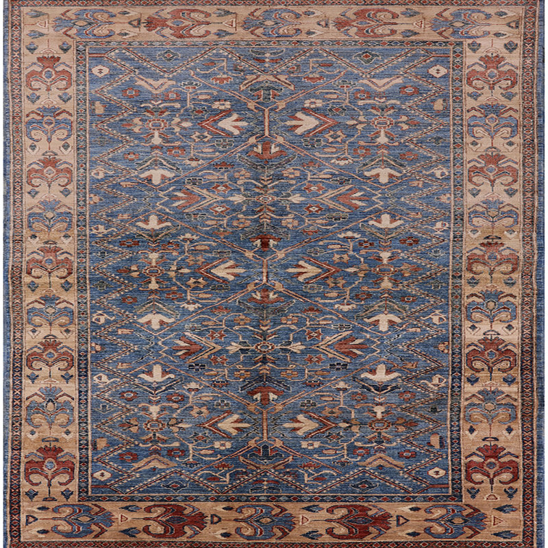 Tapis oriental bleu, Carré 6 pi