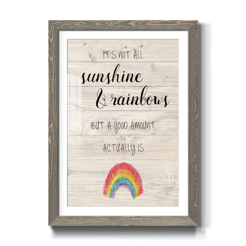 Sunshine and Rainbows - Cadre photo, impression d'art textuel sur papier, H 31,5 po x l 23,5 po x P 1,5 po, gris