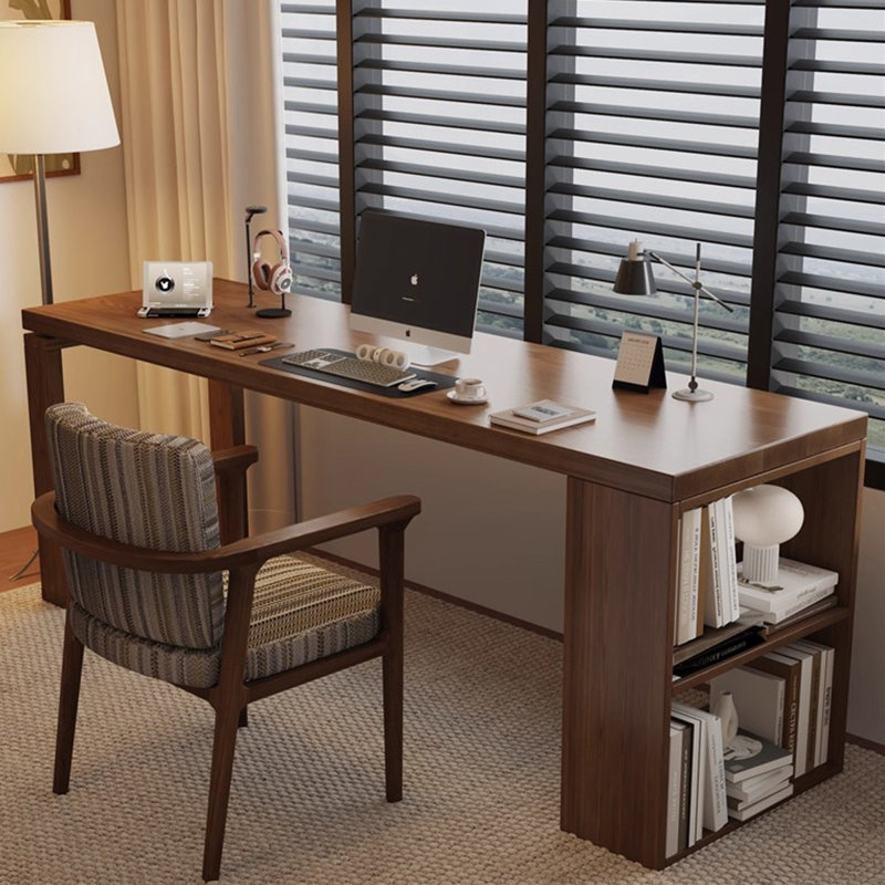 Bureau d'écriture rectangulaire en bois massif brun noisette, H 29,53 po x l 86,61 po x P 23,62 po