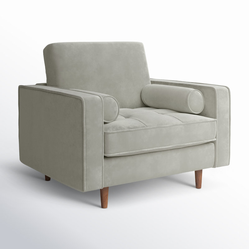 Fauteuil touffeté l 41,5 po Pritchett, Velours Bella performance platine
