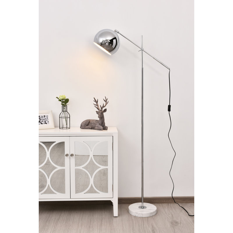 Caiyden 67.8'' Arched Floor Lamp, Chrome/White, Chrome