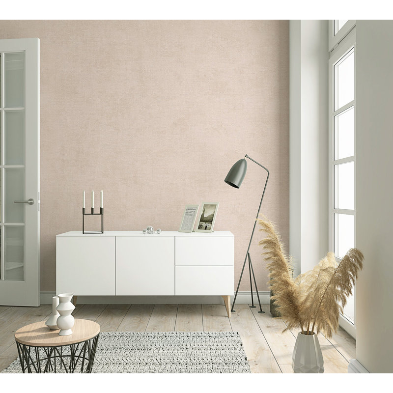 Flora Collection Pearlescent Plain Texture Wallpaper Roll, Pink