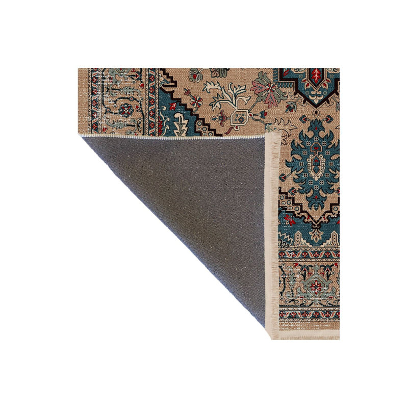 Tapis décoratif lavable à la machine beige, Sous-tapis rectangulaire 2 pi 6 po x 4 pi 11 po
