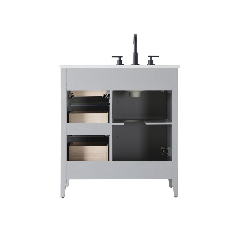 32 Inch Single Bathroom Vanity, Gray