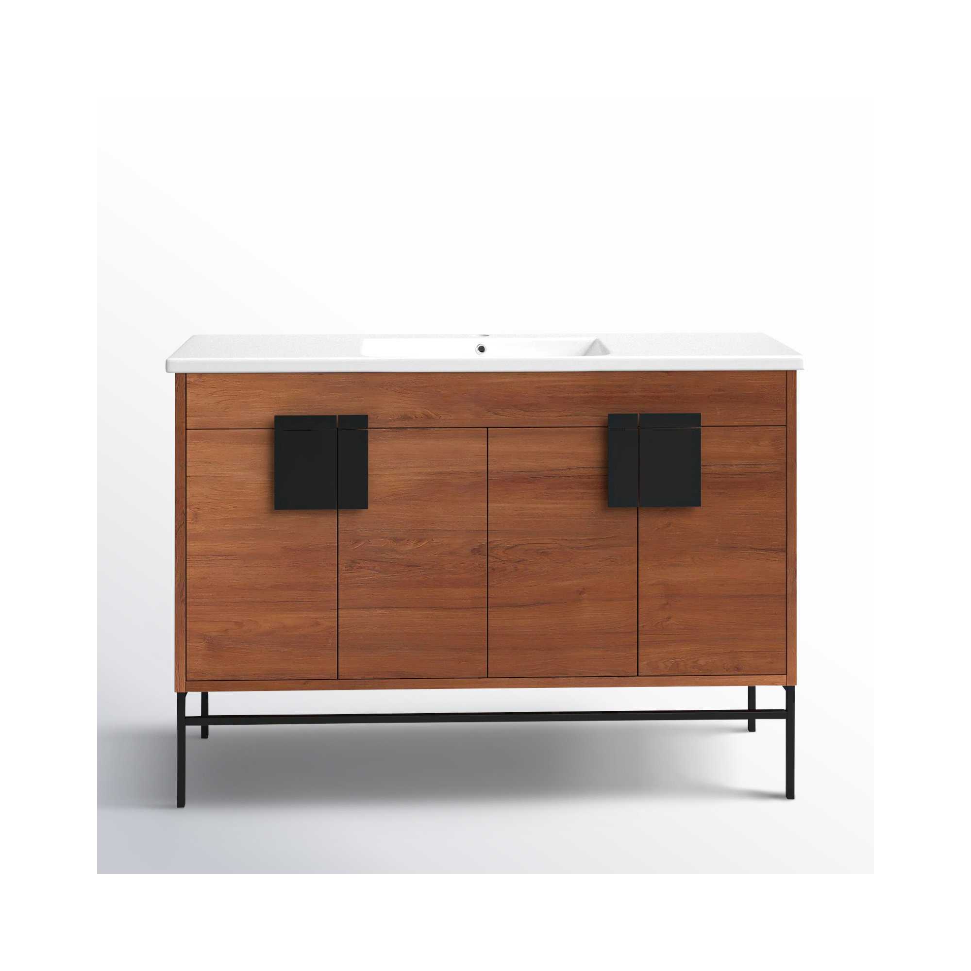 Maisie 48'' Single Bathroom Vanity, Black, Walnut
