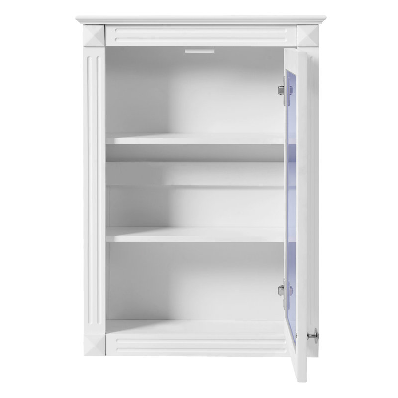 Armoire de rangement murale avec miroir et tablette réglable, Blanc