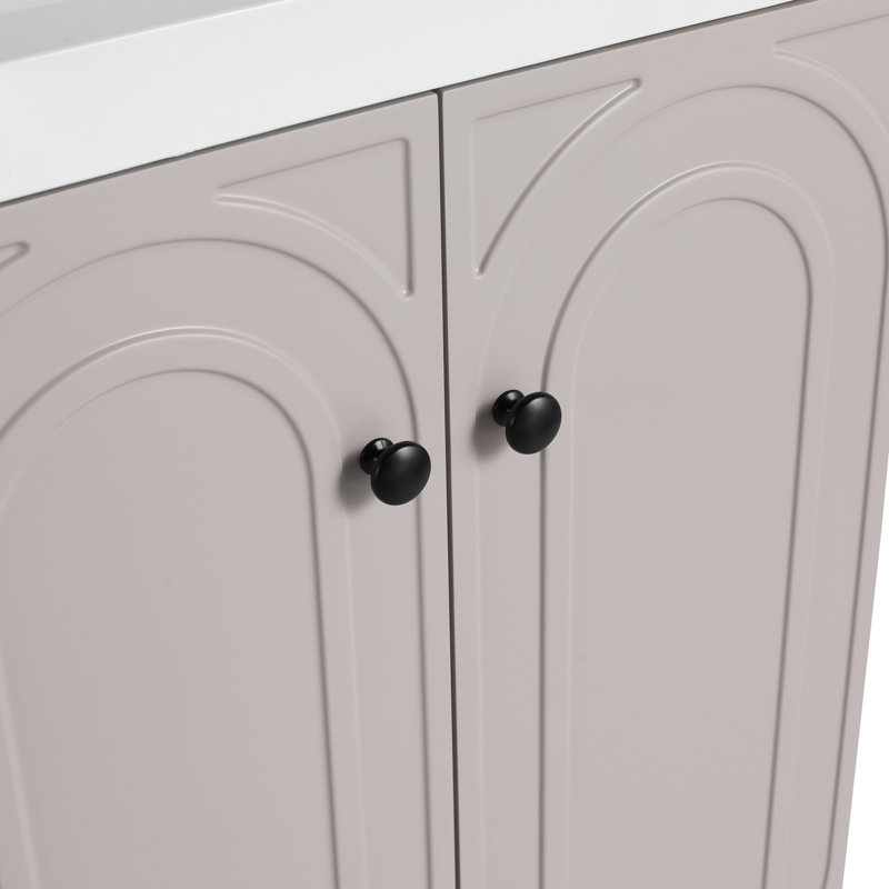 Meuble-lavabo autoportant de 61 cm (24 po) - Armoire moderne en contreplaqué kaki avec fermeture amortie