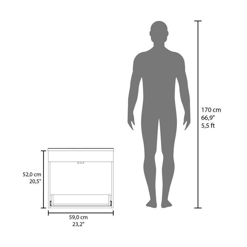 Meuble-lavabo de salle de bain avec lavabo, 1 tiroir (SANS ROBINET INCLUS)