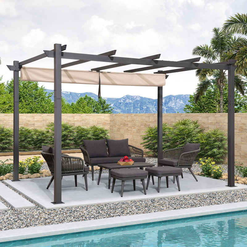 4m x 3m Aluminum Pergola, Khaki
