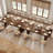 78.74" Extra Long Farmhouse Dining Table, Wooden Rectangular Dining Table With Dual Base-1658876324